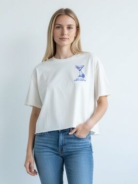 Eleven Eleven X Revolve Health & Social Cutoff Tee in bone size Small